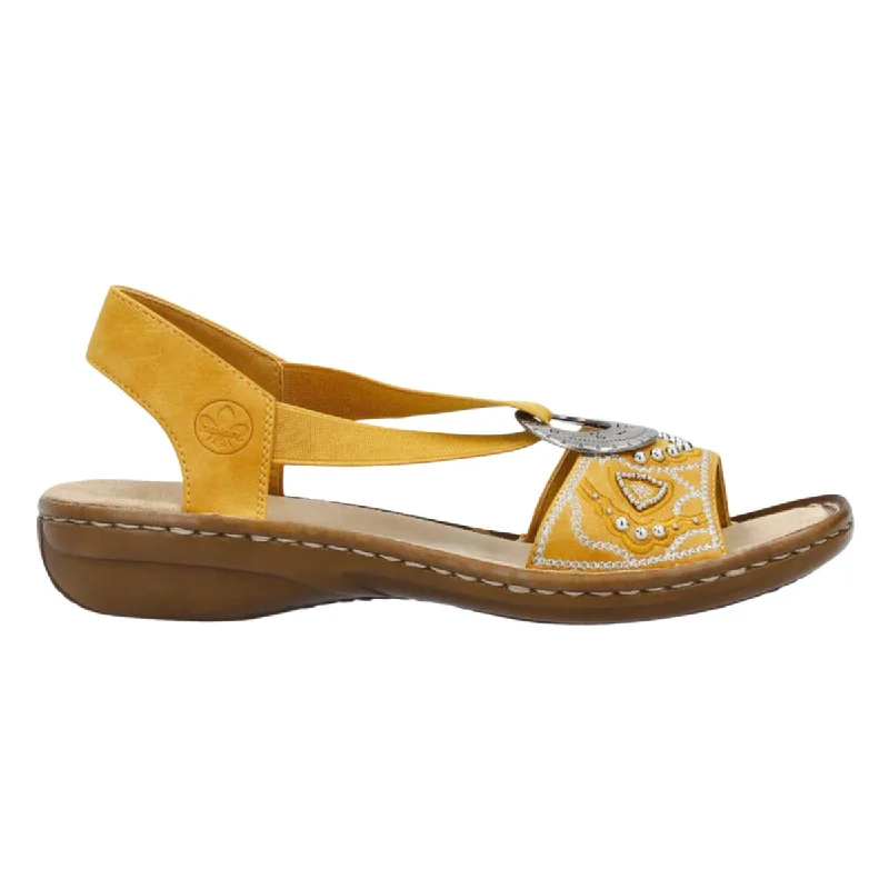 Versatile Heeled Sandals for Any Occasion---Rieker Women's 608B9-68 Regina Yellow