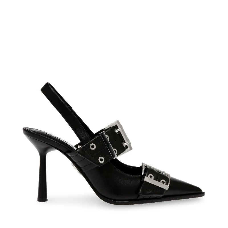 Riesling Slingbacks BLACK LEATHER---Comfortable Leather Pumps for Office and Everyday Wear