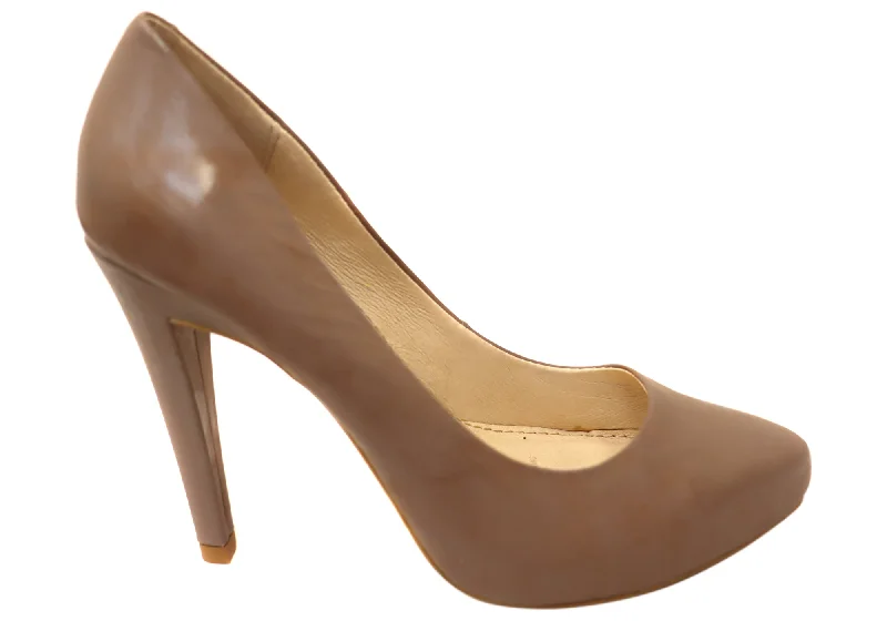 RMK Soho Womens Fashion Leather Court Shoes Heels---Comfortable Leather Pumps for Office and Everyday Wear