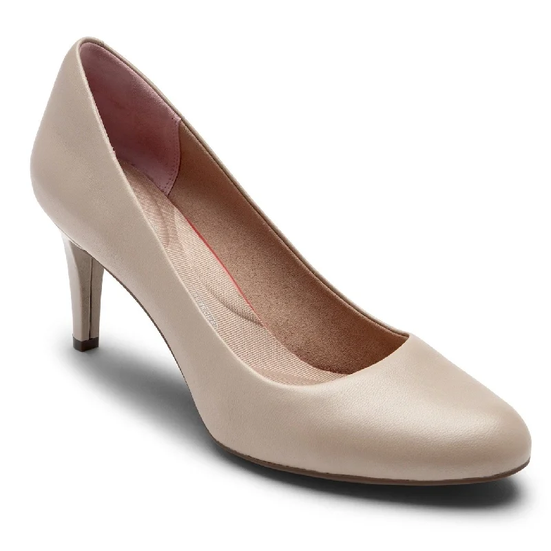 ROCKPORT ARABELLA BEIGE MEDIUM AND WIDE---Fashionable Kitten Heels for Date Night