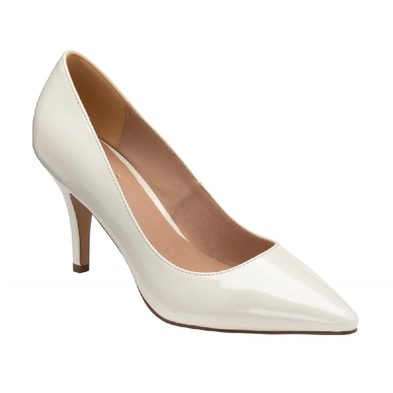 Sleek and Shiny Patent Pump Heels for a Polished Look--Clean and Crisp White Patent Mid Heel Court Shoes