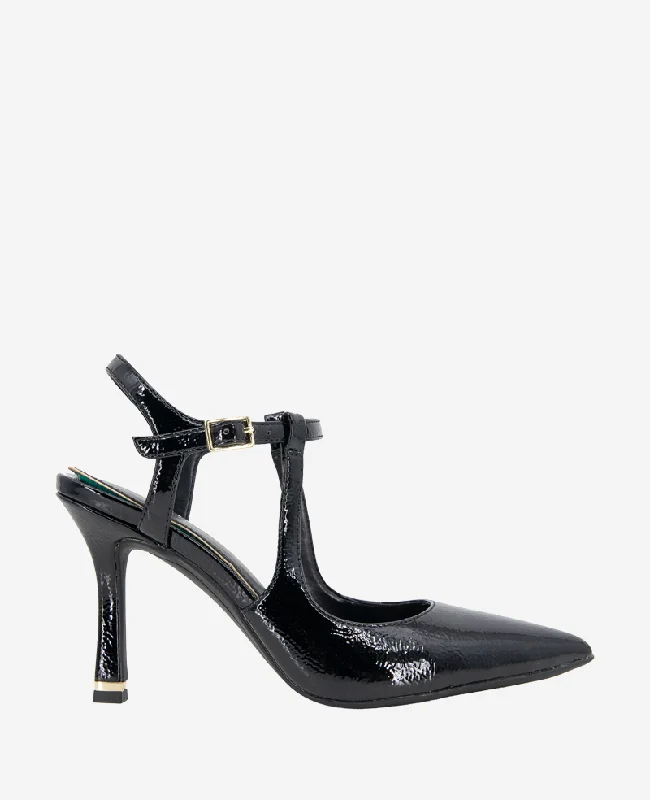 Romi Leather Ankle Heel Slingback---Comfortable Leather Pumps for Office and Everyday Wear