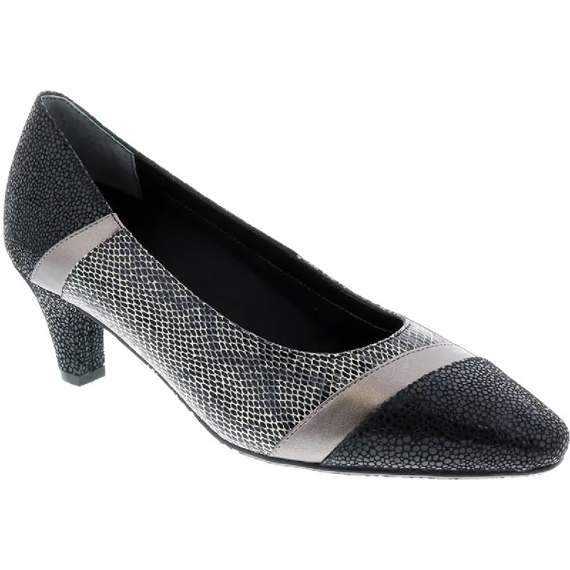 Versatile Dress Heels for Formal and Casual Wear---Ros Hommerson Womens Kiwi Leather Embossed Dress Heels