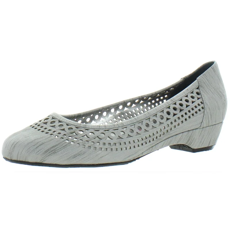 Ros Hommerson Womens Tina Slip On Laser Cut Kitten Heels---Fashionable Kitten Heels for Date Night