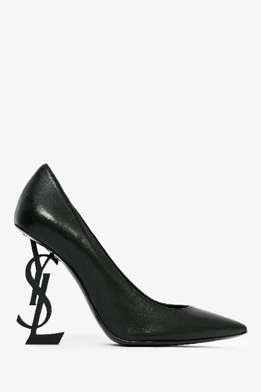 Saint Laurent Black Leather 'Opyum' Heels Size 36---Comfortable Leather Pumps for Office and Everyday Wear