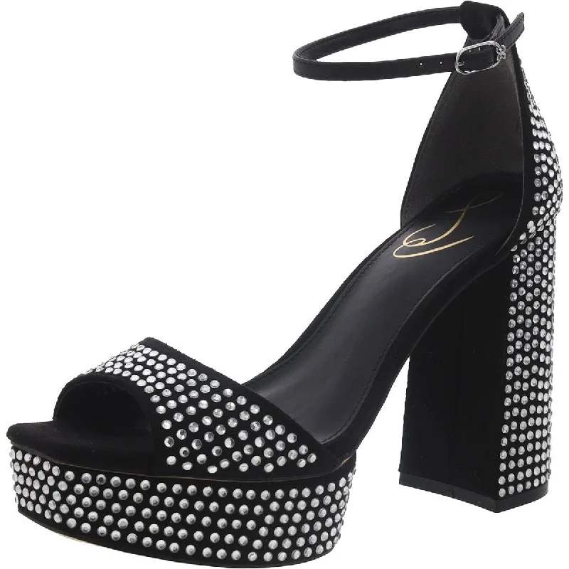 Stylish Ankle Strap Heels for Women--Sam Edelman Womens NELLIE GLITZ Faux Suede Ankle Strap Pumps