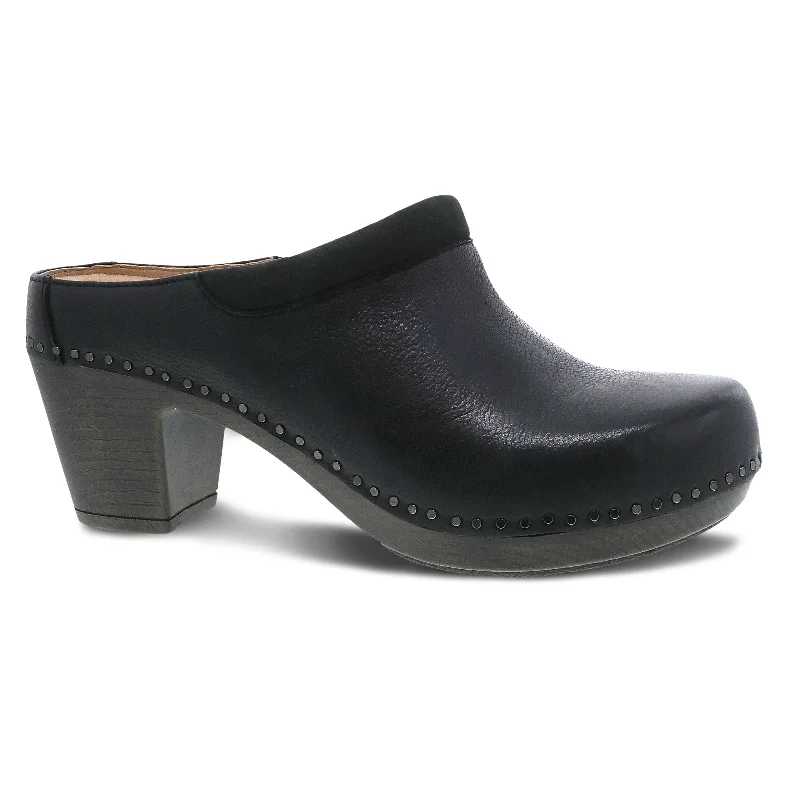 Stiletto Heel Pumps with Perfect Fit--Sammy Black Milled Burnished-Fashionable & Classic