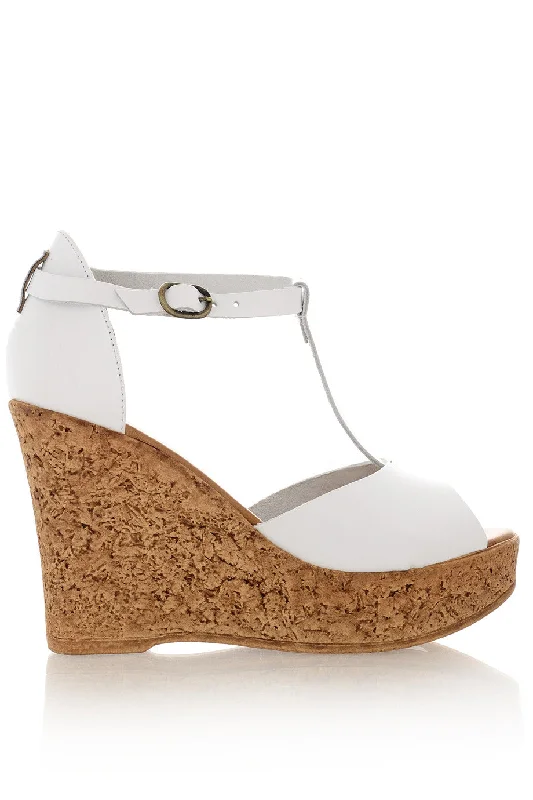 VACCH White Leather Wedges---Comfortable Leather Pumps for Office and Everyday Wear