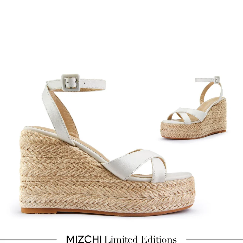 Versatile Heeled Sandals for Any Occasion---*SANLY - white x-strap espadrille