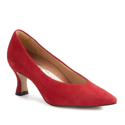 Affordable Suede Ankle Pumps for All-Day Wear--Sasha Pump: Red Suede I Walking Cradle