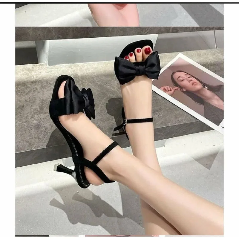 Satin Bow ties Short Heel ShoesAffordable Satin Heels with a Luxe Touch