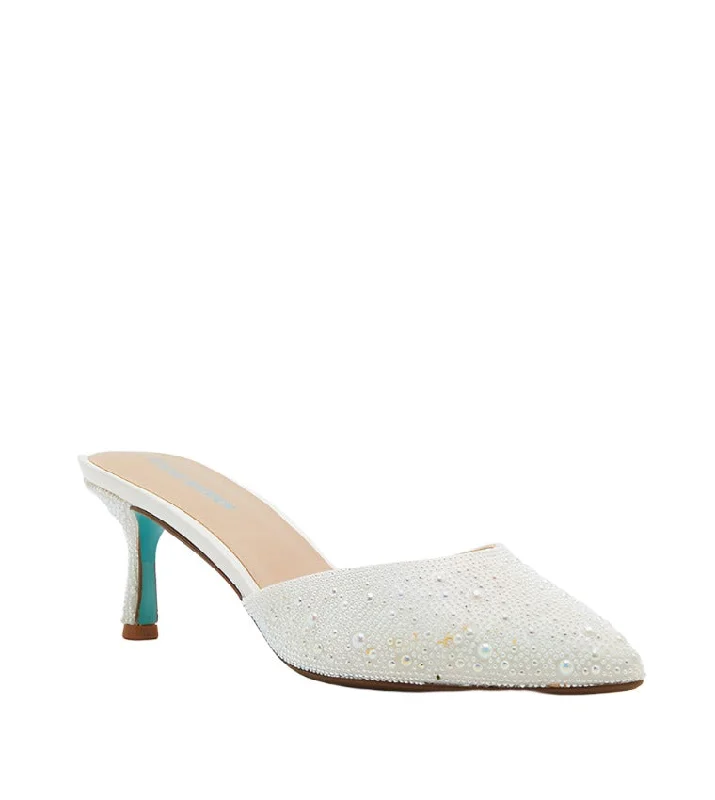 BRINOFF WHITE PEARL---Fashionable Kitten Heels for Date Night