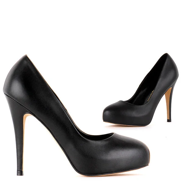 SCANDALIZE - black leather---Comfortable Leather Pumps for Office and Everyday Wear