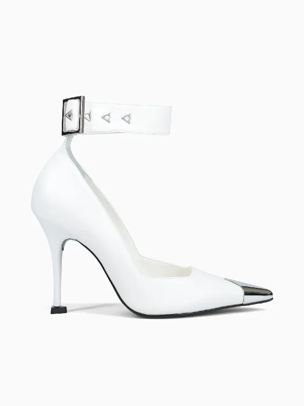 Stiletto Heel Pumps with Perfect Fit--Ligia White Deluxe Nappa-Fashionable & Classic