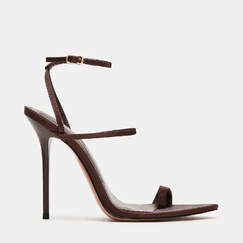 SCORPIO BROWN SATINAffordable Satin Heels with a Luxe Touch