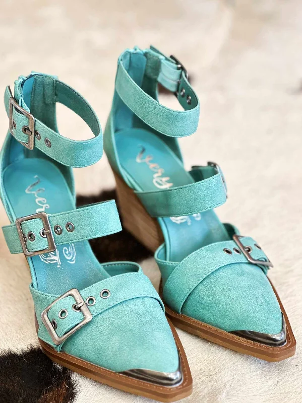 Sohiwoo Seasons Change Heel by Very G - Turquoise---Fashionable Kitten Heels for Date Night