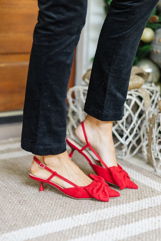 See Your Heart Red Bow Kitten Heels---Fashionable Kitten Heels for Date Night