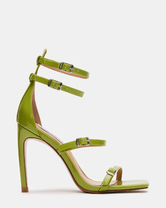 Versatile Heeled Sandals for Any Occasion---SENNA GREEN PATENT