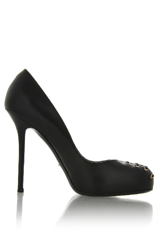 Stiletto Heel Pumps with Perfect Fit--SUSY Black Corset Pumps-Fashionable & Classic