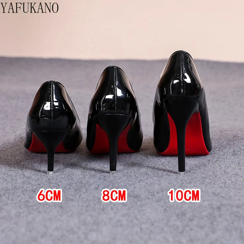 Sleek and Shiny Patent Pump Heels for a Polished Look--Thin Heel High Heels Classic Style Black Office Work Shoes Patent Leather