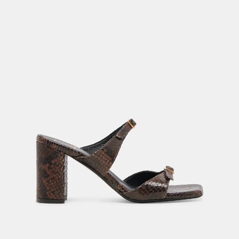 Stiletto Heel Pumps with Perfect Fit--SHANE HEELS DK BROWN SNAKE EMBOSSED-Fashionable & Classic