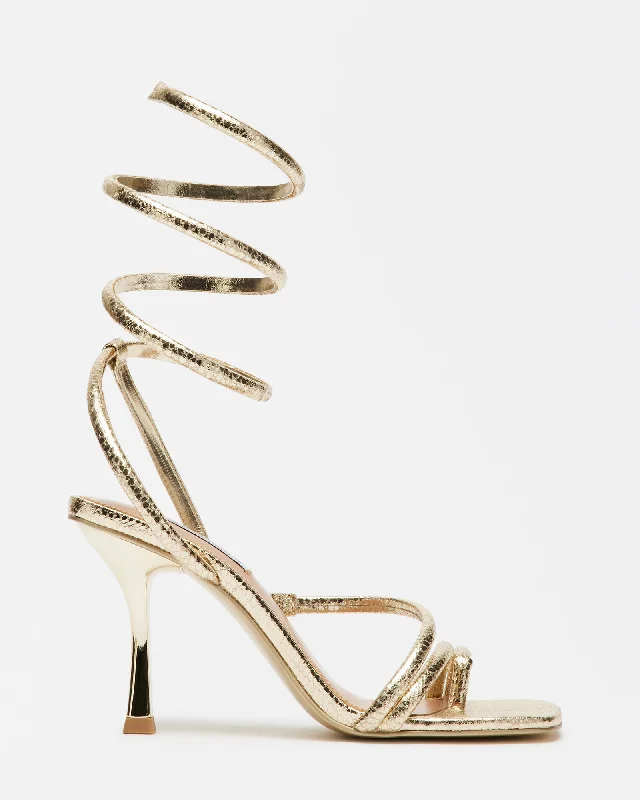 Versatile Heeled Sandals for Any Occasion---SHANTELLE GOLD SNAKE