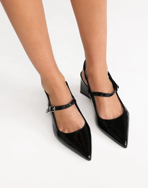 Stiletto Heel Pumps with Perfect Fit--Sharp Heels (Black Patent) - By Therapy-Fashionable & Classic