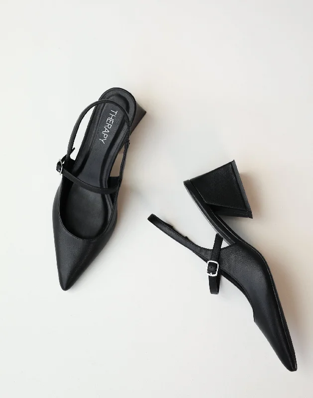 Stiletto Heel Pumps with Perfect Fit--Sharp Heels (Black Smooth) - By Therapy-Fashionable & Classic