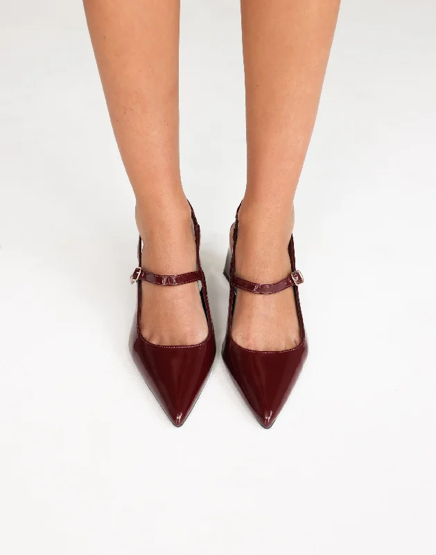 Stiletto Heel Pumps with Perfect Fit--Sharp Heels (Cherry Patent) - By Therapy-Fashionable & Classic