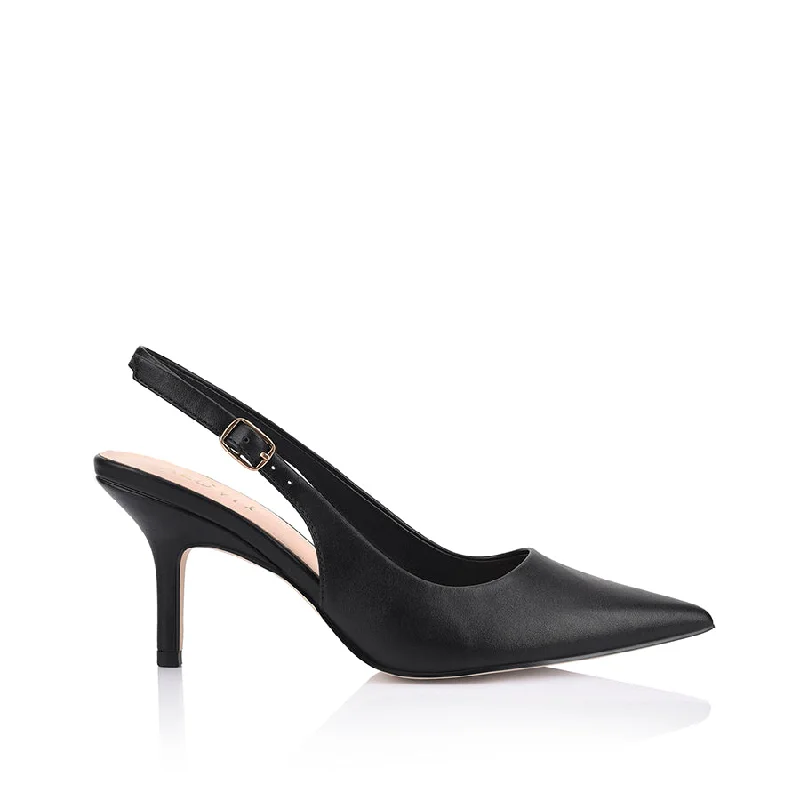 Stiletto Heel Pumps with Perfect Fit--Shayley Slingback Stilettos - Black-Fashionable & Classic