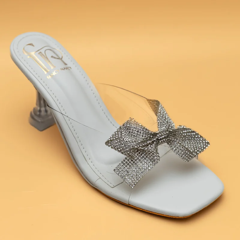 Shimmer Bow Heels - White---Charming Bow Pumps for a Cute and Stylish Look