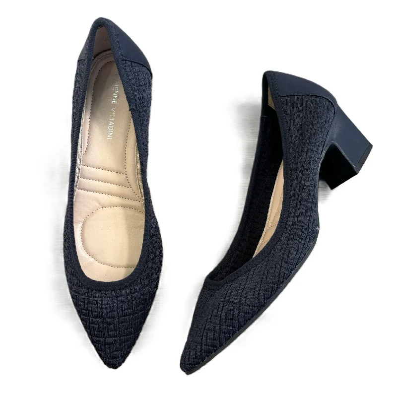 Shoes Heels Block By Adrienne Vittadini In Navy, Size: 10---Fashionable Kitten Heels for Date Night