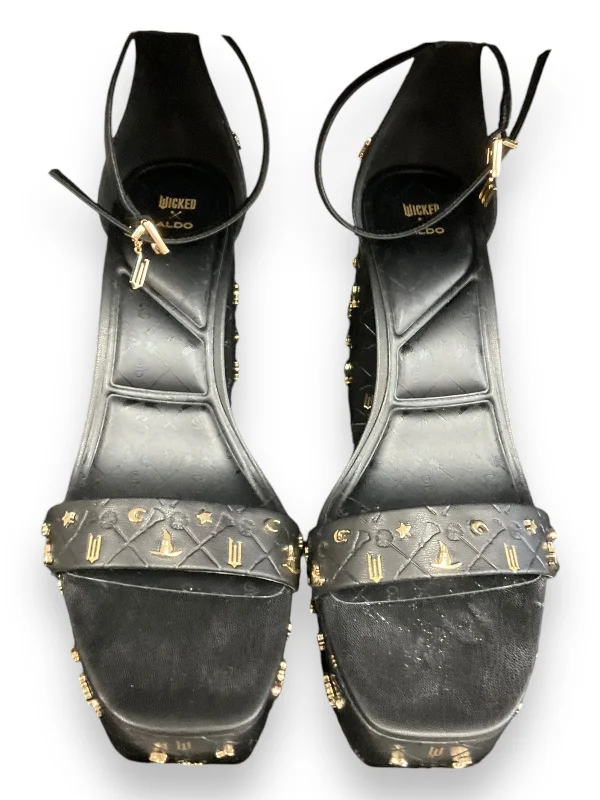 Shoes Heels Block By Aldo In Black & Gold, Size: 9---Fashionable Kitten Heels for Date Night