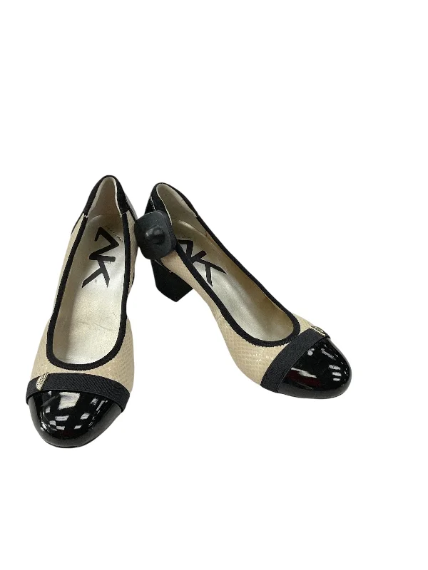 Shoes Heels Block By Anne Klein In Black & Cream, Size: 7---Fashionable Kitten Heels for Date Night