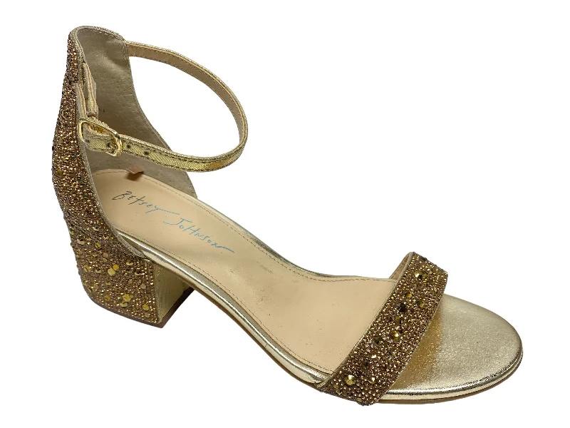 Shoes Heels Block By Betsey Johnson In Gold, Size: 8.5---Fashionable Kitten Heels for Date Night