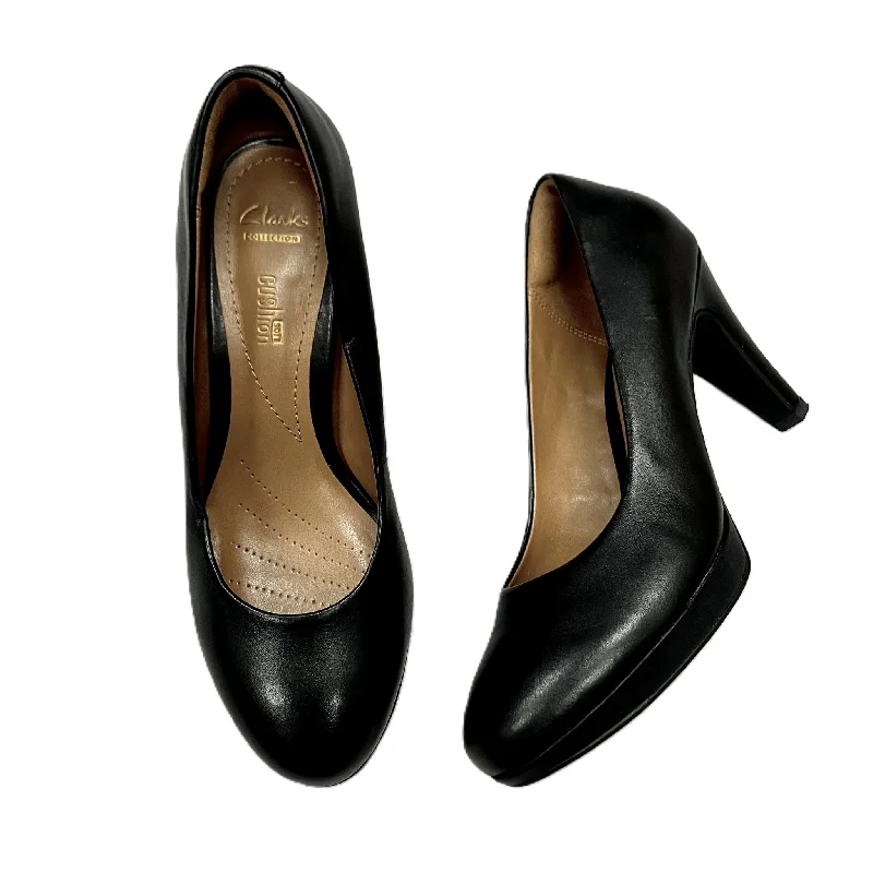 SHOES HEELS BLOCK CLARKS in BLACK, Size: 7---Fashionable Kitten Heels for Date Night