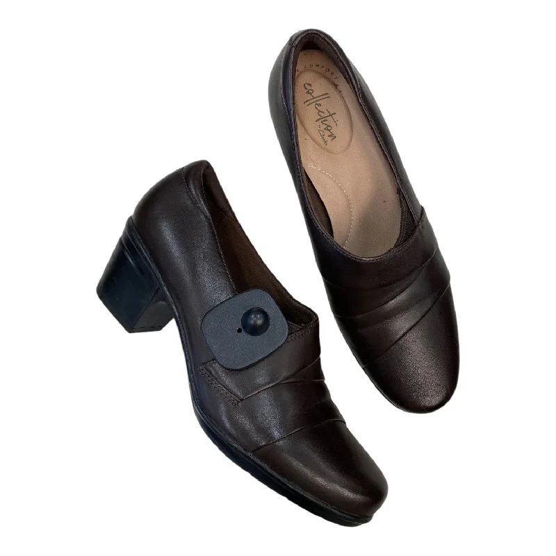 Shoes Heels Block By Clarks In Brown, Size: 7.5---Fashionable Kitten Heels for Date Night