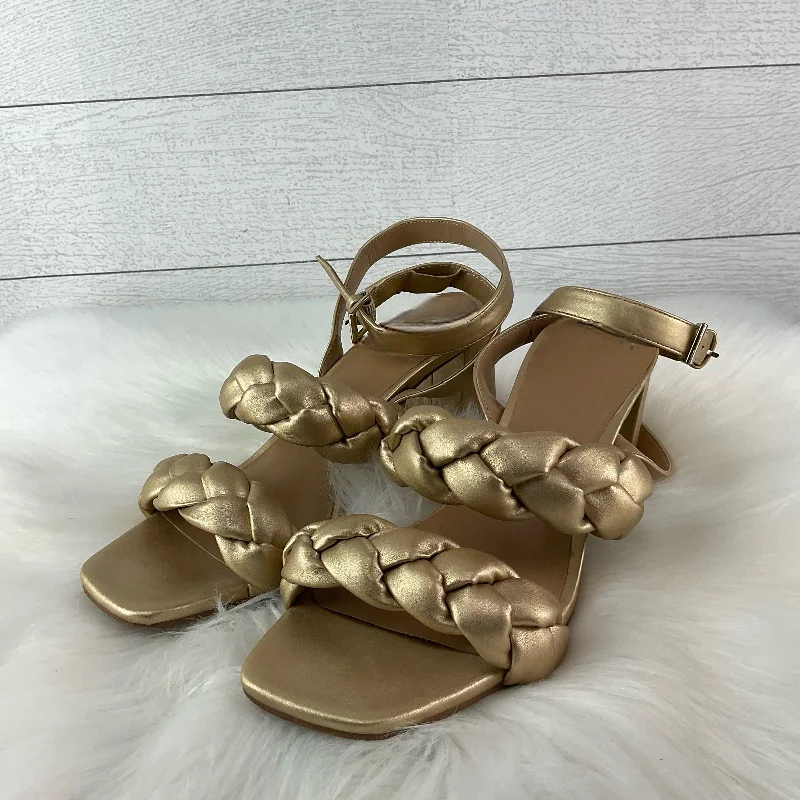 Shoes Heels Block By Crown And Ivy In Gold, Size: 9---Fashionable Kitten Heels for Date Night