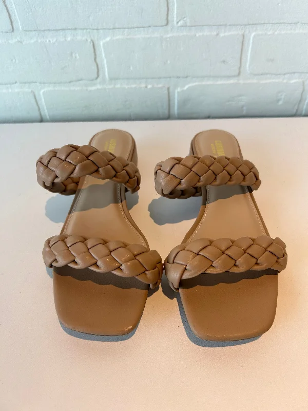 Shoes Heels Block By Cushionaire In Tan, Size: 7.5---Fashionable Kitten Heels for Date Night