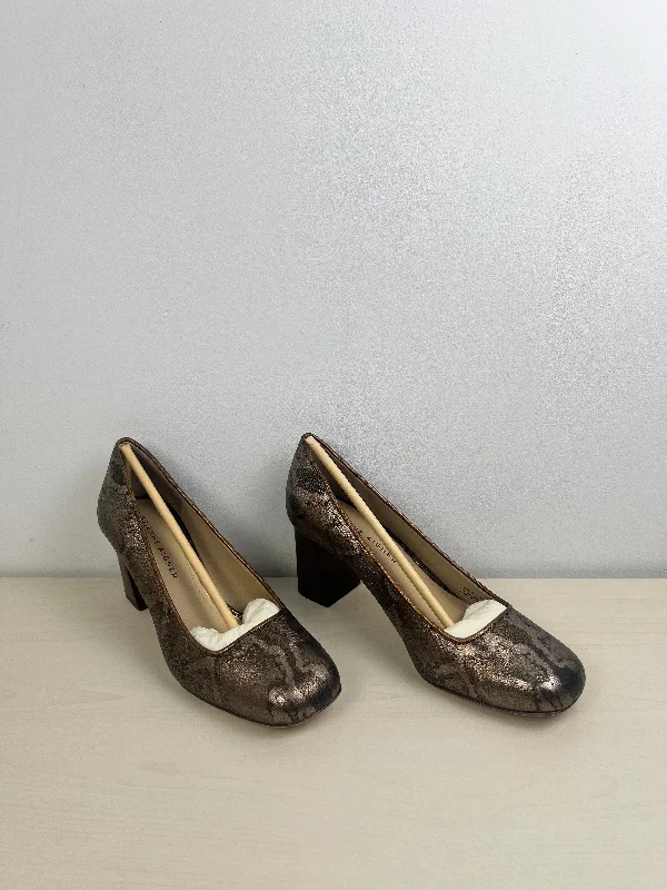 Shoes Heels Block By Etienne Aigner In Bronze, Size: 6.5---Fashionable Kitten Heels for Date Night