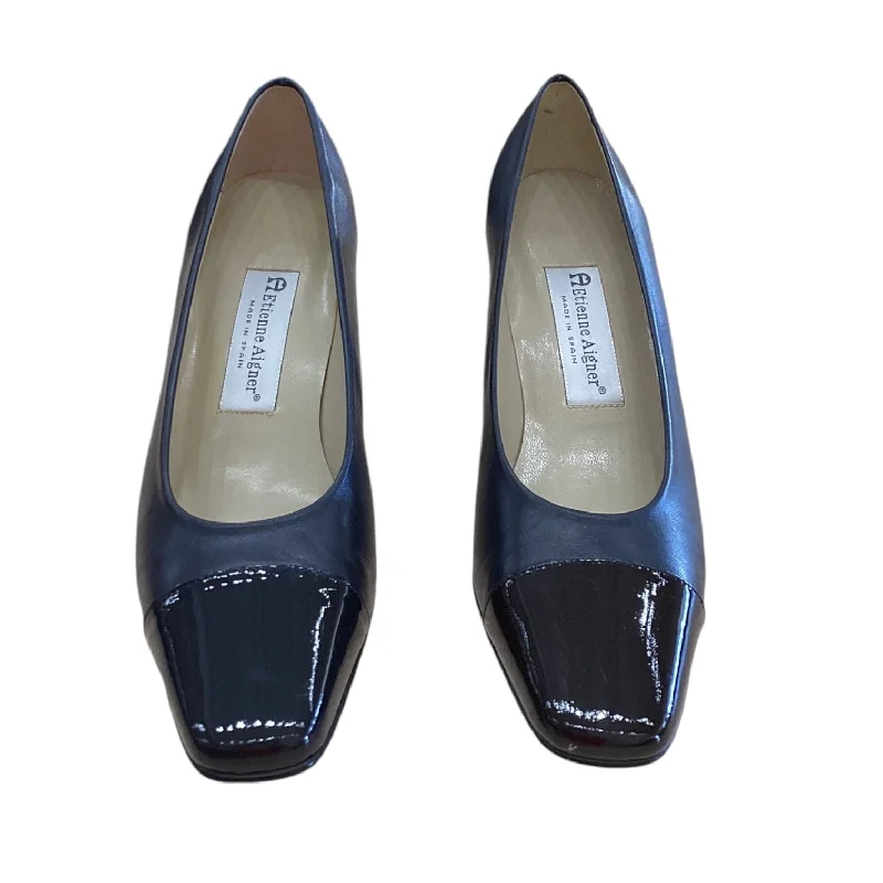 Shoes Heels Block By Etienne Aigner In Navy, Size: 8.5---Fashionable Kitten Heels for Date Night