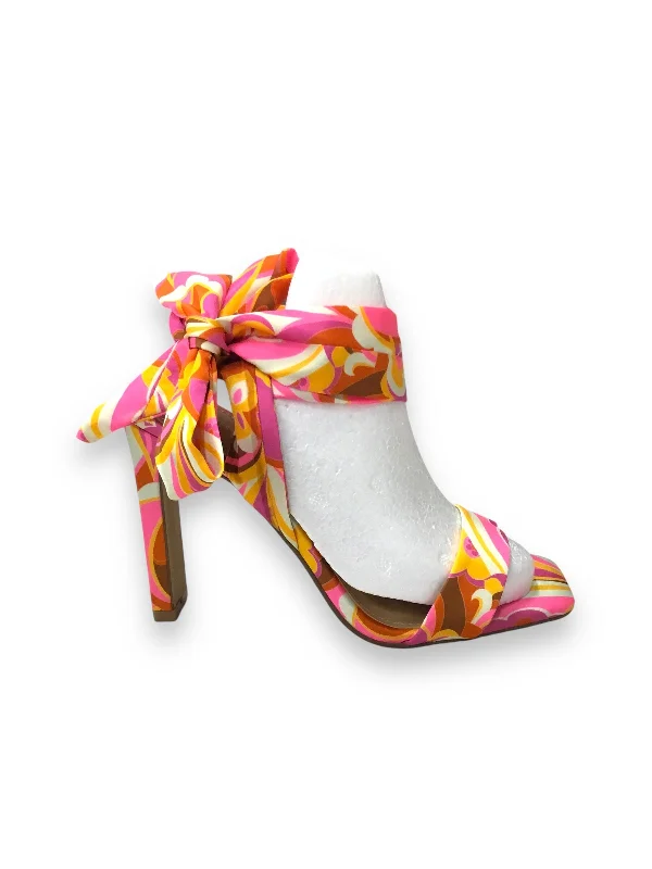 Shoes Heels Block By Express In Orange & Pink, Size: 7---Fashionable Kitten Heels for Date Night