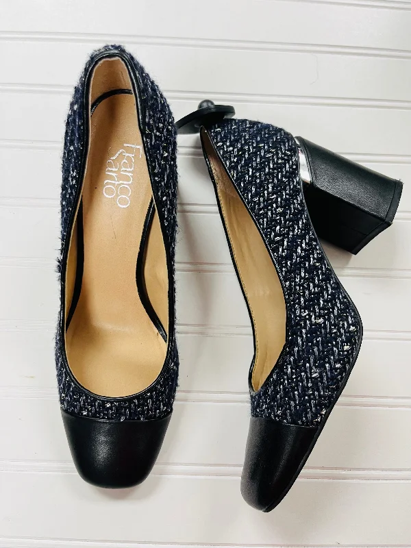 Shoes Heels Block By Franco Sarto In Black & Blue, Size: 10---Fashionable Kitten Heels for Date Night