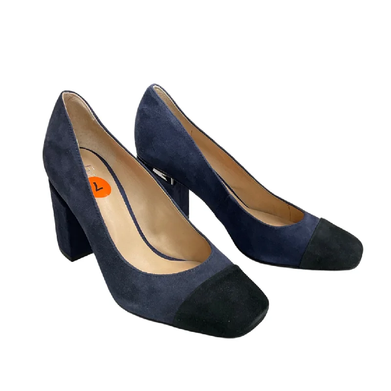 Shoes Heels Block By Franco Sarto In Blue, Size: 7---Fashionable Kitten Heels for Date Night