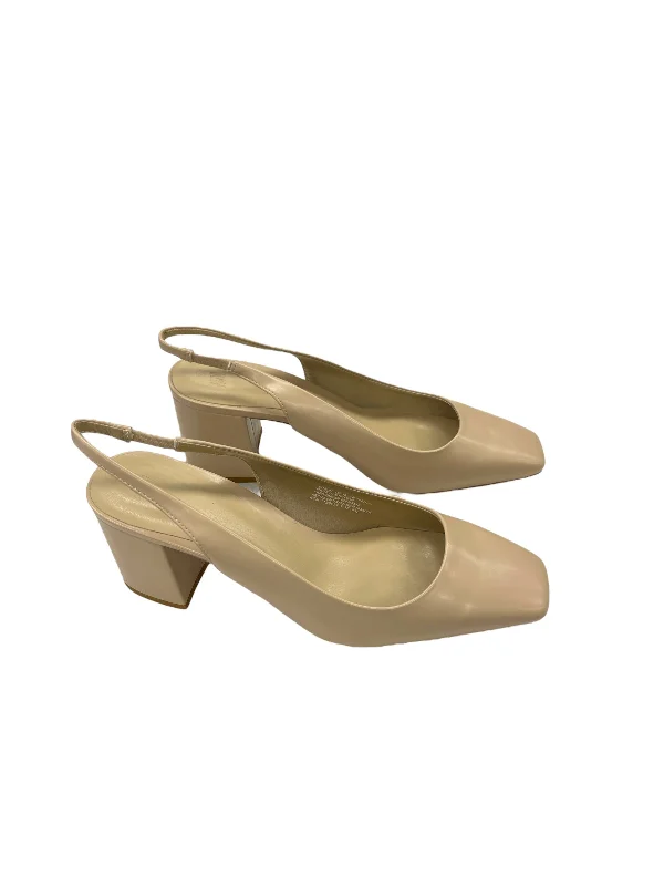 Shoes Heels Block By H&m In Tan, Size: 10---Fashionable Kitten Heels for Date Night