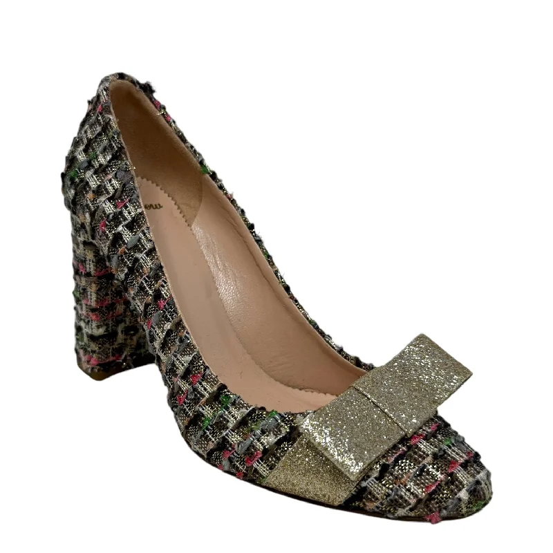 Tweed Pumps With Gold Bow By J. Crew In Gold, Size: 6---Charming Bow Pumps for a Cute and Stylish Look