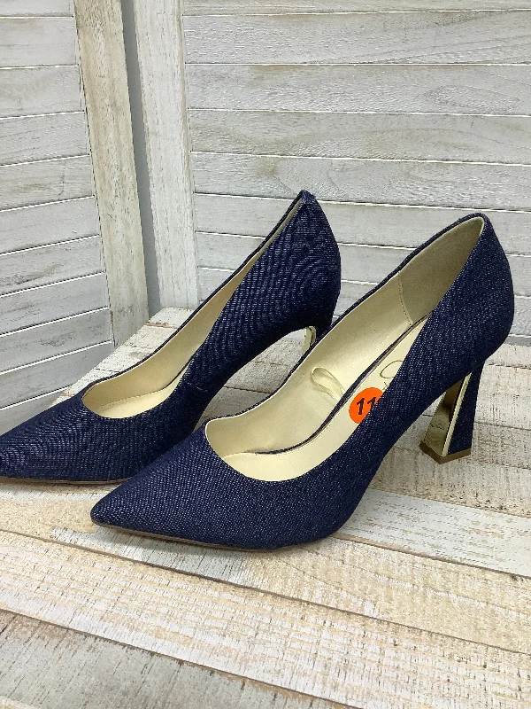 Shoes Heels Block By Jessica Simpson In Blue Denim, Size: 11---Chic Denim Fabric Heels for a Unique Look