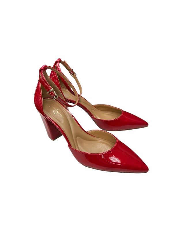 Shoes Heels Block By Jessica Simpson In Red, Size: 9.5---Fashionable Kitten Heels for Date Night