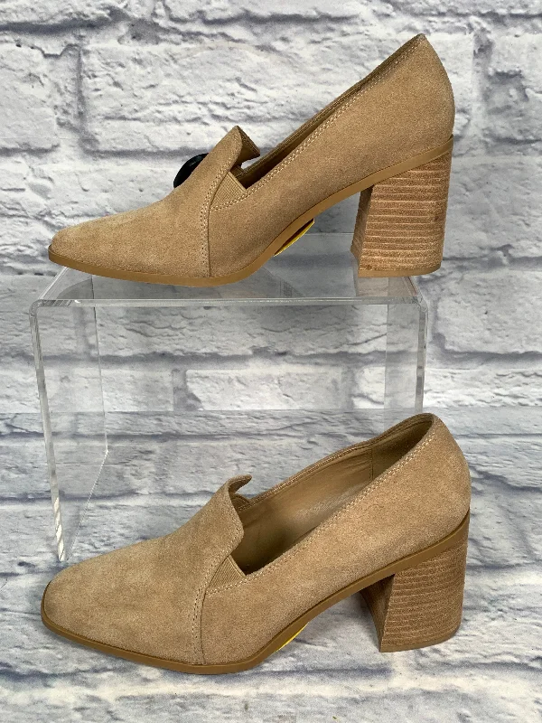 Shoes Heels Block By Joie In Tan, Size: 9.5---Fashionable Kitten Heels for Date Night