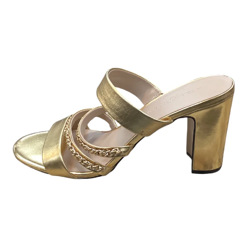 Shoes Heels Block By Karl Lagerfeld In Gold, Size: 10---Fashionable Kitten Heels for Date Night